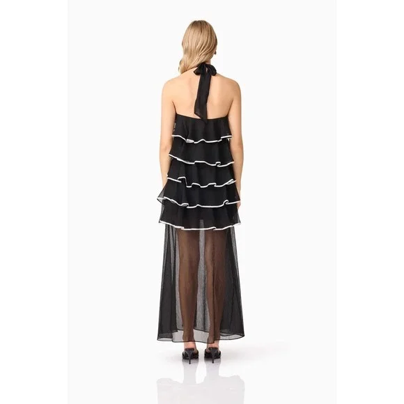 bcbg ruffle halter dress Ruffle Halter Chiffon Gown main image 0